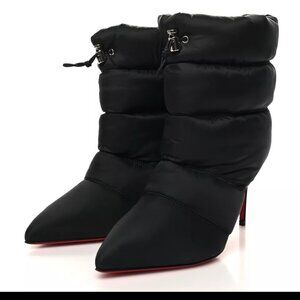 NIB CHRISTIAN LOUBOUTIN 'Astro Pointue Tissu Doudoune' Nylon Boots size 38.5